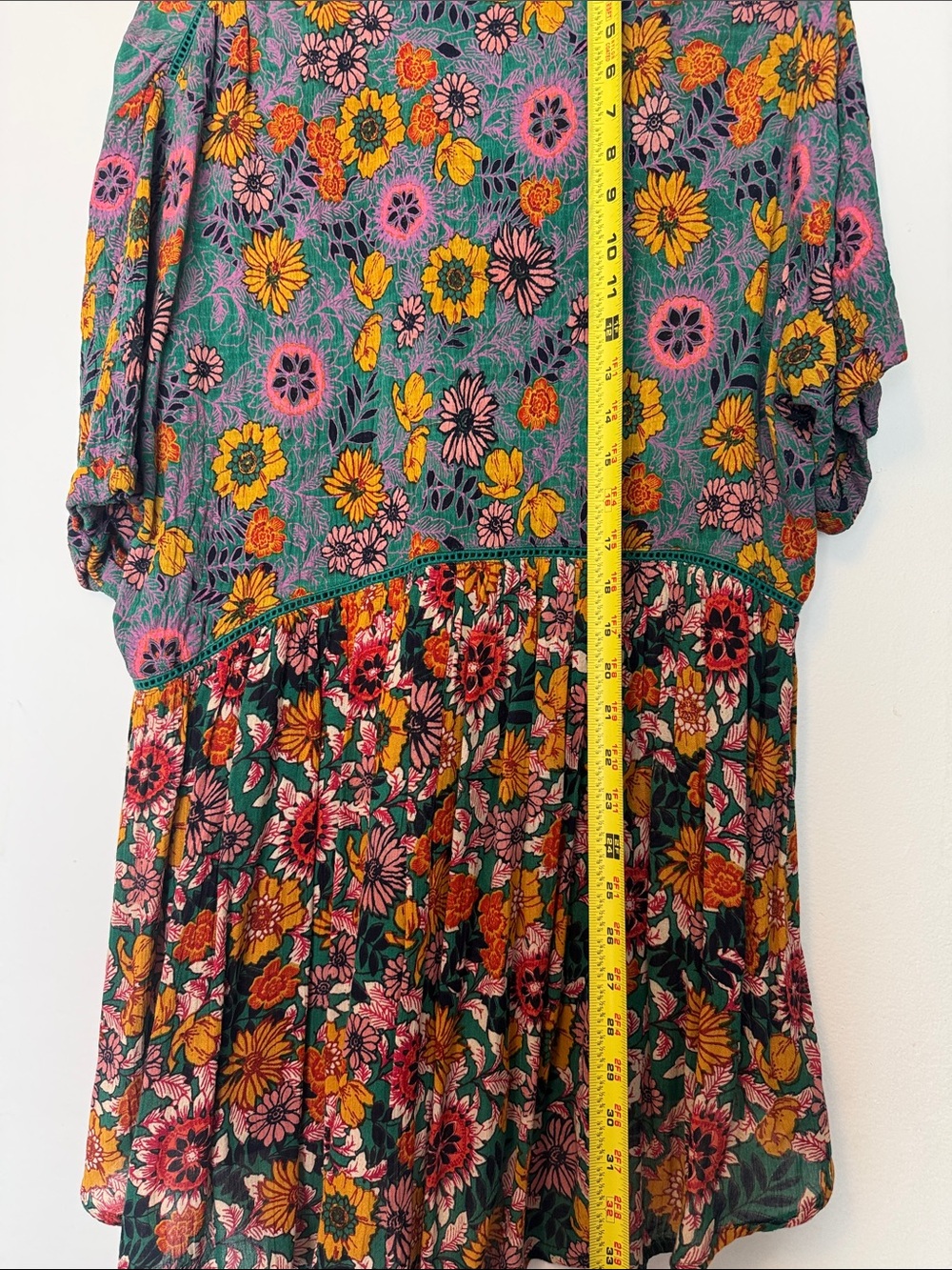 Anthropologie Multi-Color Floral Tunic with Green Base - Picture 4 of 5